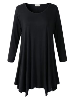 LARACE Women Plus Size 3/4 Sleeve Tunic Tops Loose Basic Shirt